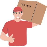Professional packer carrying a moving box